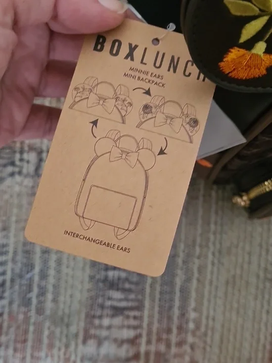 BoxLunch Exclusive Minnie Mouse Velvet Floral Interchangable Ear Backpack - Picture 4 of 7